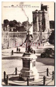 Old Postcard La Rochelle statue of Admiral Duperre and Tour St Nicolas