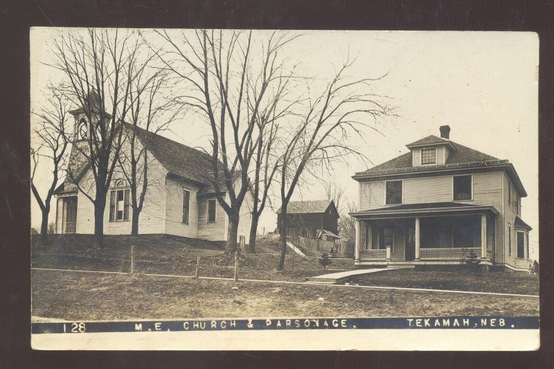 RPPC TEKAMAH NEBRASKA METHODIST EPISCOPAL CHURCH REAL PHOTO POSTCARD