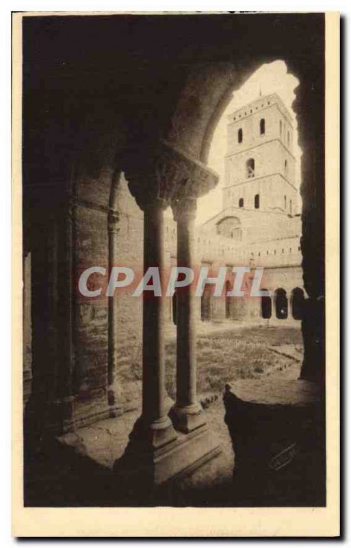 Old Postcard Arles Bell tower of the Cathedral St Trophime view through the g...