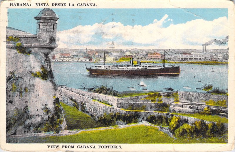 View From Cabana Fortress Havana Cuba Tarjeta Posta 1935 White Border Postcard