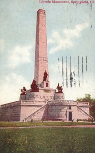 Springfield IL-Illinois, 1909 Lincoln Monument Stone, Vintage Postcard