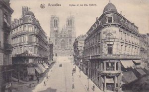 Belgium Brussels Eglise et rue Sanite Gudule