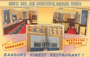 Bangor Maine Brass Rail Restaurant Vintage Postcard AA59728