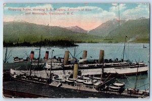 1910 Vancouver British Columbia Canada Postcard Shipping Scene Empress Monteagle