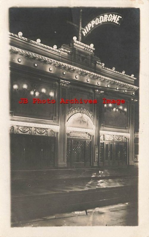 NY, Utica, New York, RPPC, Hippodrome Theatre at Night, Entrance, Photo