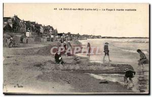 Old Postcard La Baule on Sea The Beach has rising tide Children
