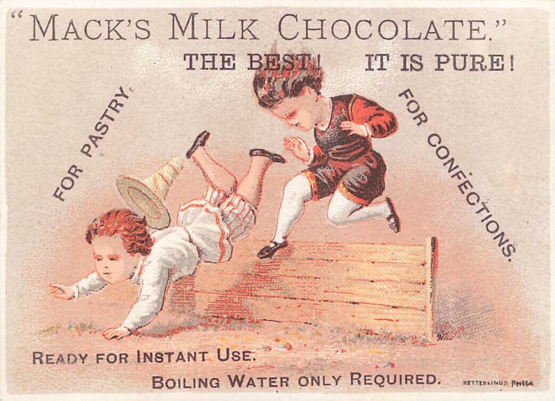 MACK'S MILK MACK'S MILK CHOCOALATE ADVERTISING 6 TRADE CARDS, 3.5 x 2.5