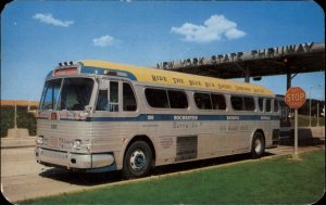 Blue Liner Thruway Express Bus Rochester Saratoga NY c1960 Postcard