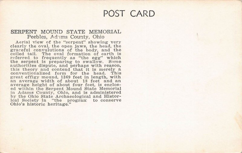 J80/ Serpent Mound Ohio RPPC Postcard c1940s Native American Indian 114