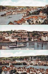 Passau Multiview Bahnhof Gasanstadt Spitzberg Germany postcard