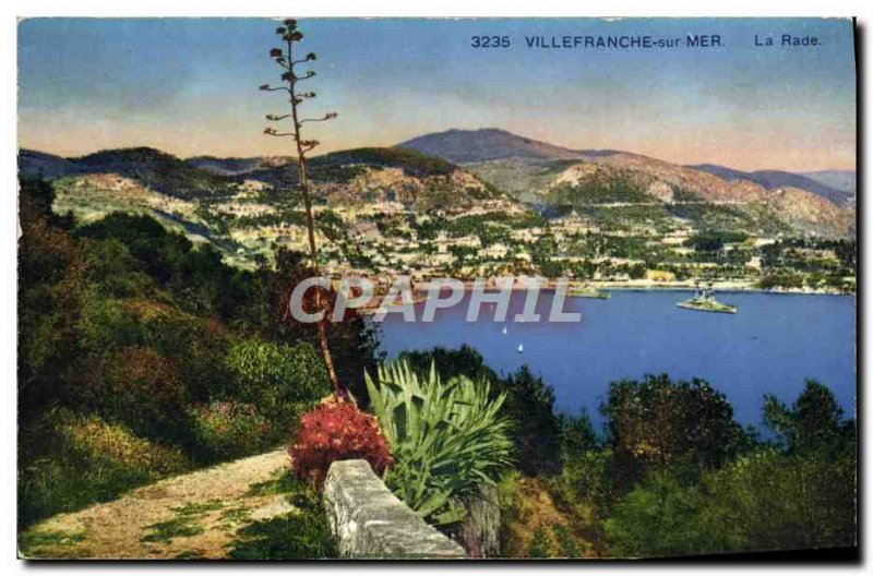 Old Postcard Villefranche Sur Mer bay