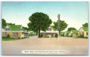 TULSA, OK Oklahoma ~ Roadside Route 66 WHITT'S MOTEL 1950s Linen Postcard