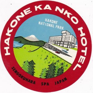 Japan Sengokuhara Spa Hakone Ka Nko Hotel Vintage Luggage Label sk3919