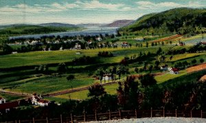 c1930 COOPERSTOWN NEW YORK OTSEGO LAKE FARMS SCENIC ARIEL VIEW POSTCARD 26-163