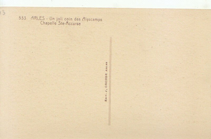 France Postcard - Arles - Un Joli Coin Des Alyscamps Chapelle Ste-Accurse TZ9896