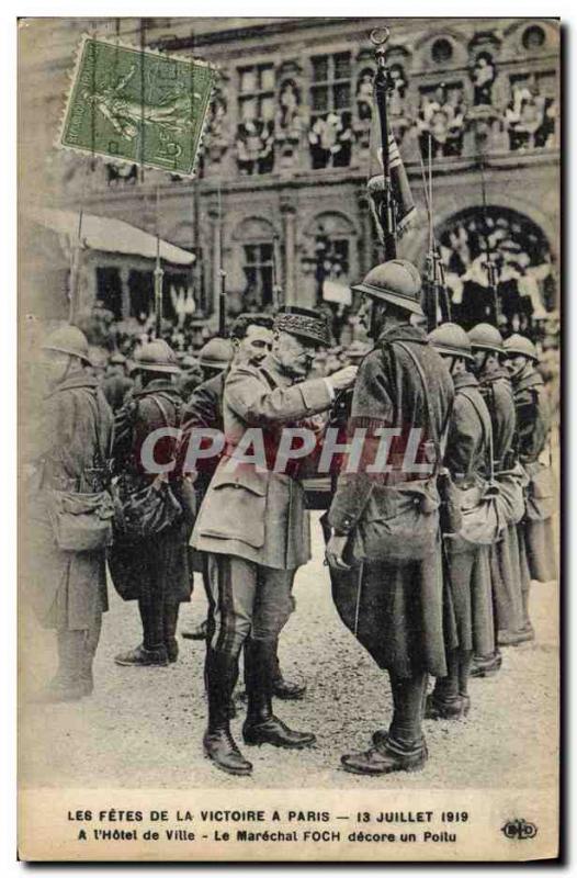 Old Postcard Medal Victory Fetes in Paris July 13, 1919 At & # City 39hotel T...