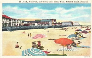 Vintage Postcard Beach Boardwalk Cottage Line North Rehoboth Beach Delaware DE