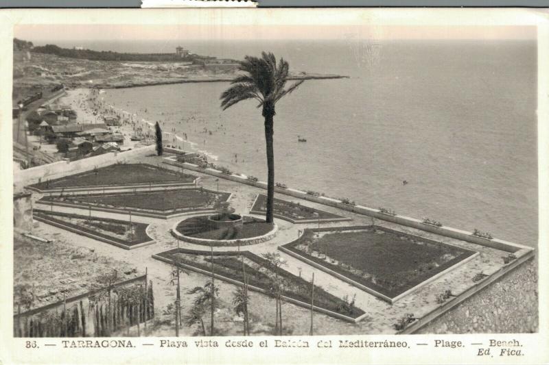 Spain Tarragona Playa vista desde el Balcon del Mediterraneo RPPC 01.78