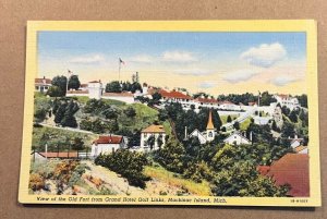 UNUSED 01 LINEN PC VIEW OF OLD FORT FR. GRAND HOTEL GOLF, MACKINAC ISLAND, MICH