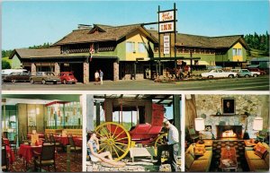 100 Mile House BC Red Coach Inn Motor Hotel Multiview Vintage Postcard H46