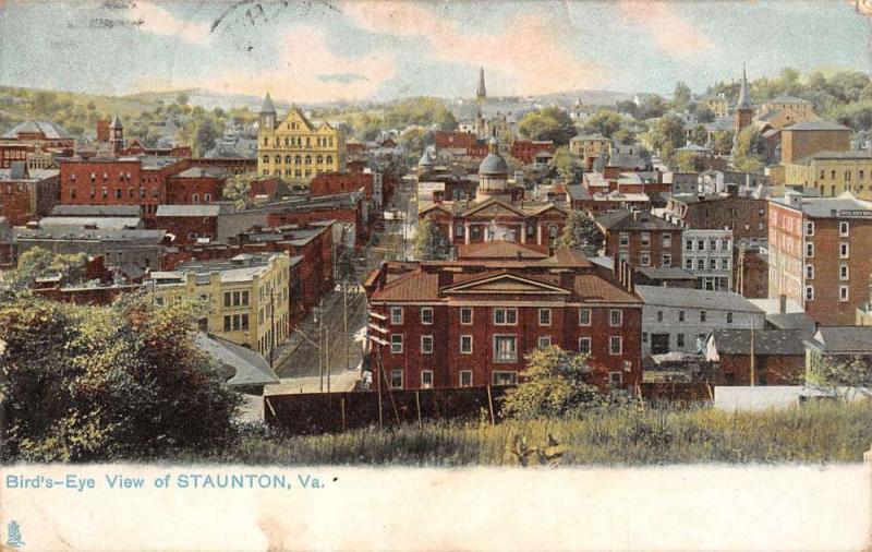 Staunton Virginia Birdseye View Of City Antique Postcard K32411