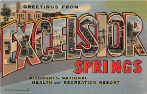 G83/ Excelsior Springs Missouri Postcard Linen Large Letter Greetings from