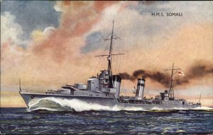 A/S Bernard W Church STEAMSHIP HMS Somali Old Postcard