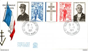 FDC France General De Gaulle Colombey les deux eglises 19071 Militaria