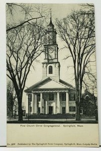 Springfield  Mass First Church Christ Congregational udb Postcard I4