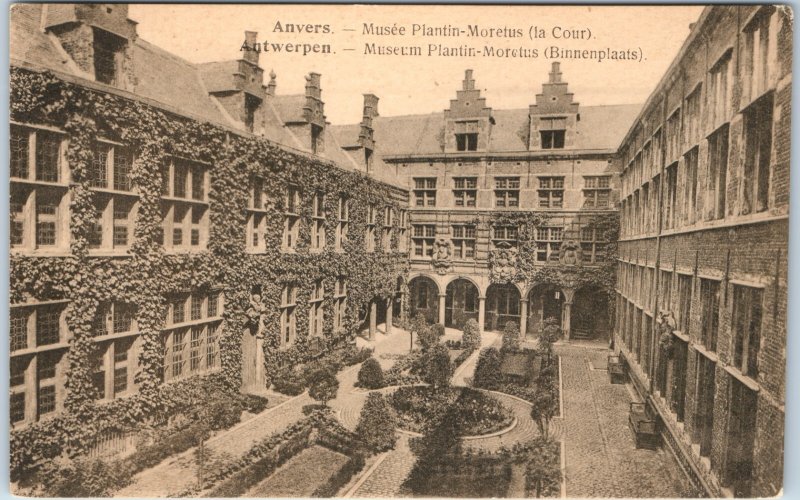 c1910s Antwerp Belgium Museum Plantin-Moretus Courtyard Postcard UNESCO Printing