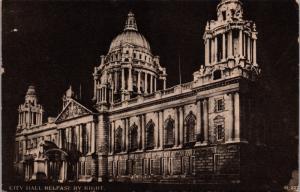 City Hall Belfast Ireland Night Unused Postcard D65