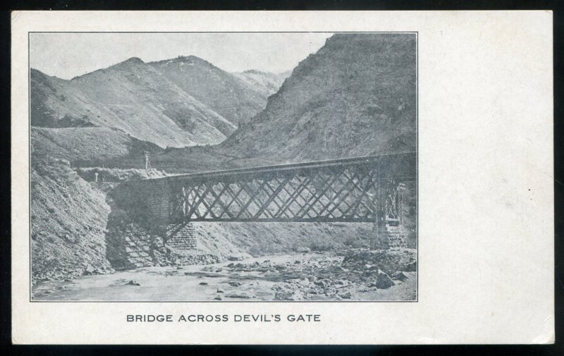 dc637 - DEVIL'S GATE Utah Postcard 1900s Weber Canyon Bridge