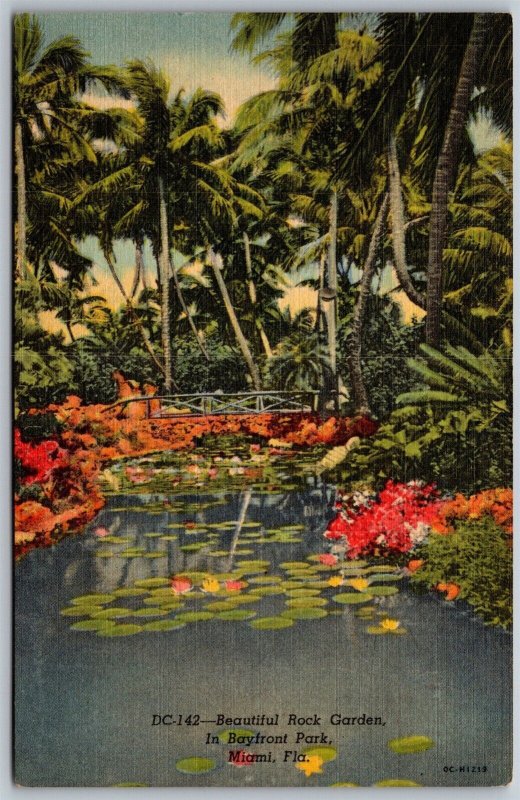Vtg Miami Florida FL Beautiful Rock Garden in Bayfront Park 1950s View Postcard