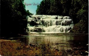 Agate Falls Ontonagon River Hwy 28 Trout Creek Bruces Crossing Michigan Postcard 