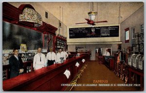 Juarez Mexico 1930s Postcard Central Cafe Bar Slot Machines