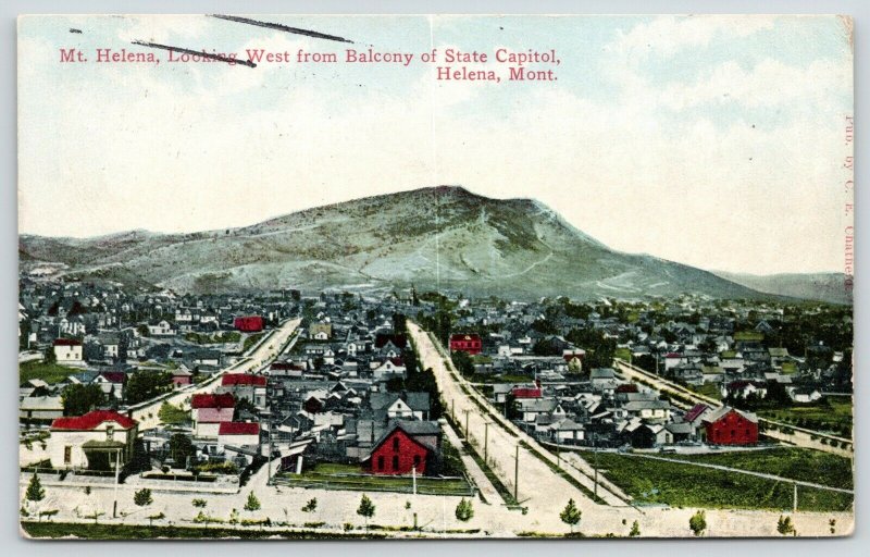 Helena Montana~Birdseye Neighborhood Homes~Mount from State Capitol Balcony~1910 