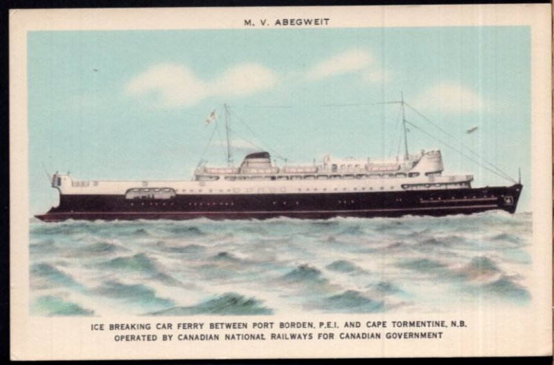 PEI CNR M.V. ABEGWEIT Ice Breaking Car Ferry Port Borden PEI NB - White Border