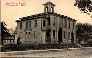 Postcard Sixth Street School in Nebraska City, Nebraska