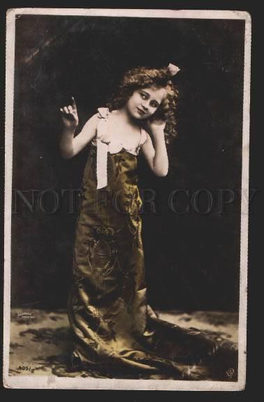 116641 GLAMOUR Girl as Lady w/ LONG HAIR Vintage PHOTO Tinted
