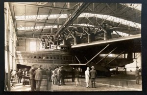 Mint Real Picture Postcard Dornier DOX Giant Seaplane In The Hall