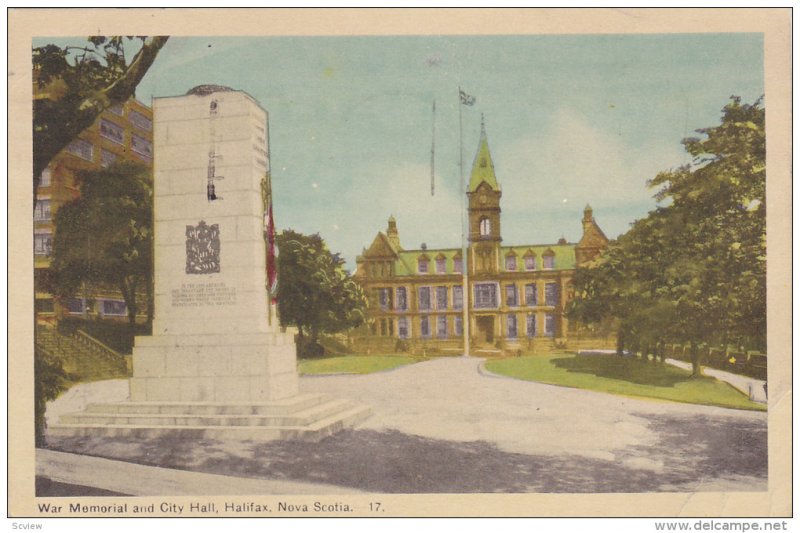 War Memorial and City Hall, Halifax, Nova Scotia, Canada, PU-1949