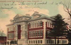 Vintage Postcard 1911 Goldspohn Science Hall North-Western College Naperville IL 