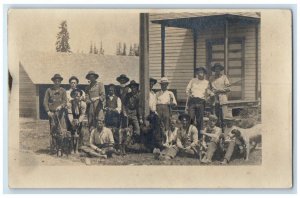 c1910's Bear Hunters Hunting Dogs Rifles Gun Men RPPC Photo Unposted Postcard