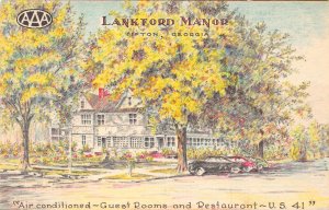 US Tifton Georgia Lankford Manor Guesthouse Restaurant Advertising postcard
