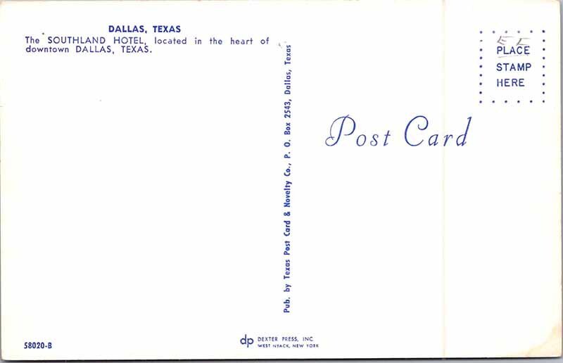 Postcard HOTEL SCENE Dallas Texas TX AM7559