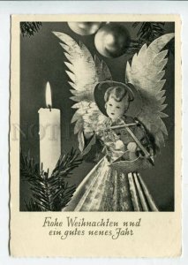 426902 GERMANY New year angel playing the violin Vintage RPPC