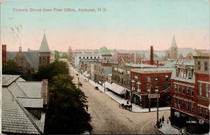 Victoria Street from Post Office Amherst NS Nova Scotia 1900s Postcard D87