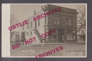 Marshall WISCONSIN RPPC 1911 GENERAL STORE nr Madison Waterloo Sun Prairie WI