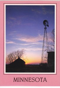 Windmill ans Sunset On A Minnesota Prairie Farm