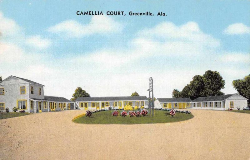 Greenville Alabama Camellia Court Vintage Postcard JE359784